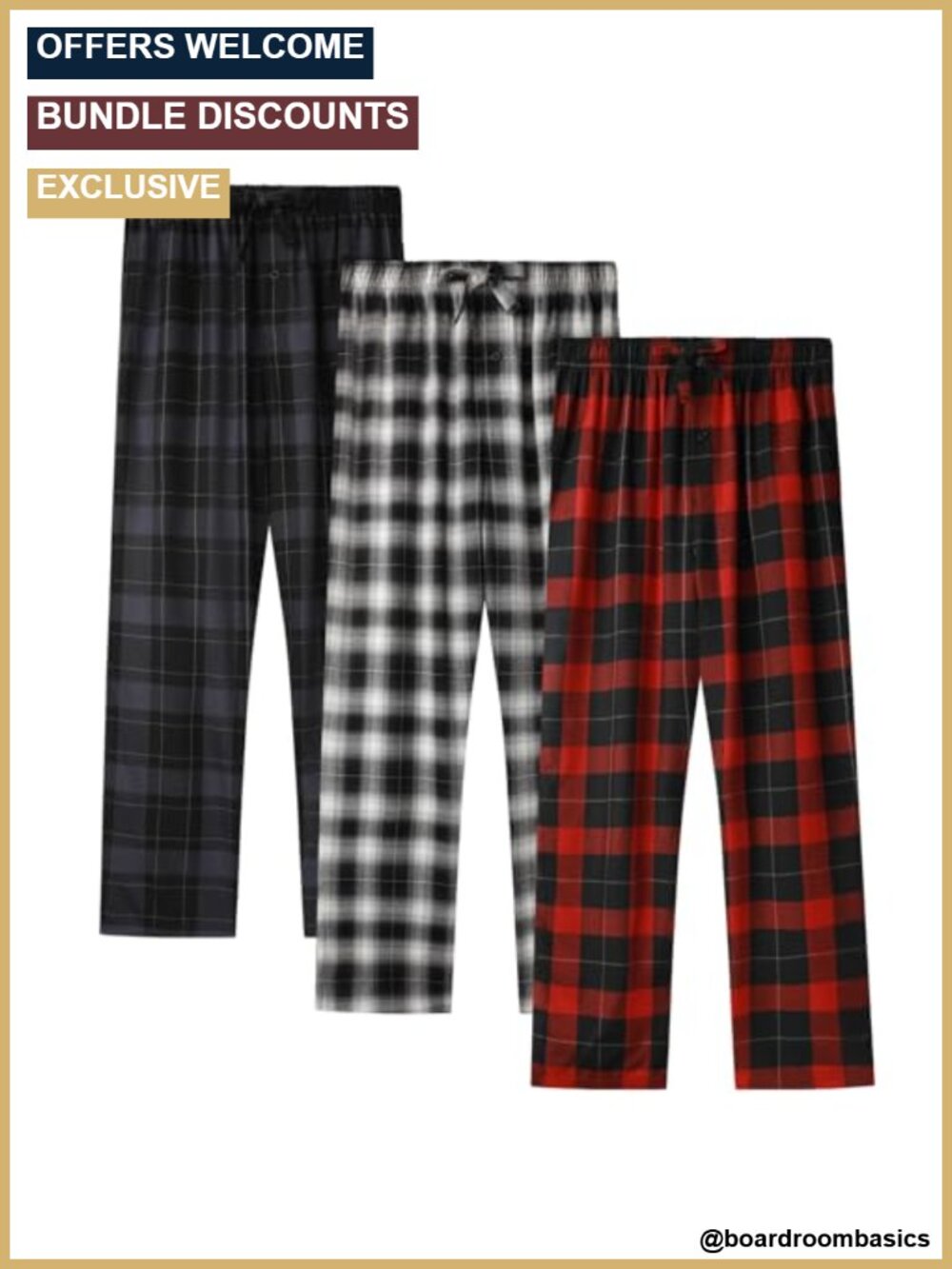 Men's Plaid Pajama Bottoms Soft Bamboo Viscose Lounge Woven PJ Pants